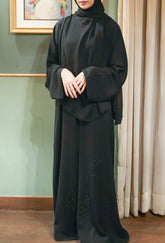 NIDA Black Abaya Hand Work with Stone